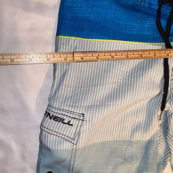 ONeill Board Shorts Swimwear Mens Swim Trunk Blue Striped Size 28x10 - Picture 5 of 9